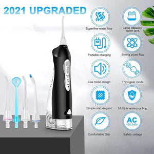 Irrigateur buccal rechargeable USB populaire - Jet dentaire portable de 200 ml pour le nettoyage des dents 