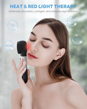 Masseur à vibrations soniques à froid et à chaud tendance - Brosse nettoyante électrique en silicone pour le visage pour un nettoyage en profondeur 