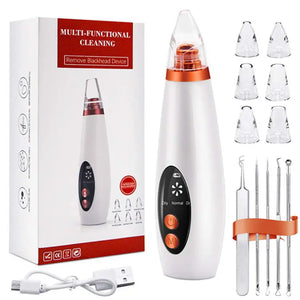 Aspirateur nettoyeur de pores à 5 têtes - Kit d'outils d'élimination de l'acné par aspiration électrique avec extracteur de comédons et extracteur de points noirs 