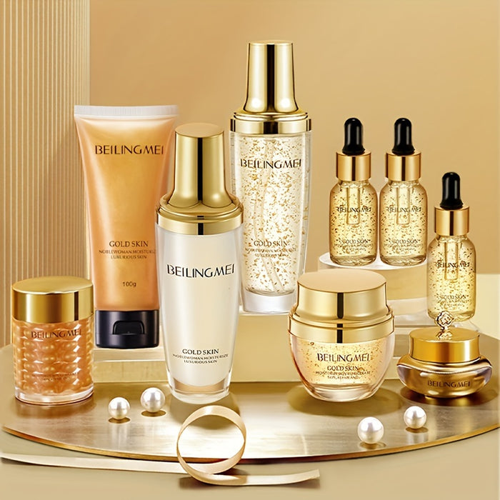 Golden Skin Luxury 9-Piece Skincare Set - Moisturizing & Brightening Gift