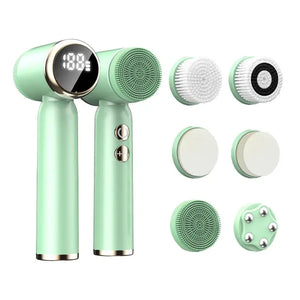 Rechargeable Waterproof Electric Silicone Facial Cleansing Brush - Vibration, LCD Display, Exfoliating Face Wash Tool