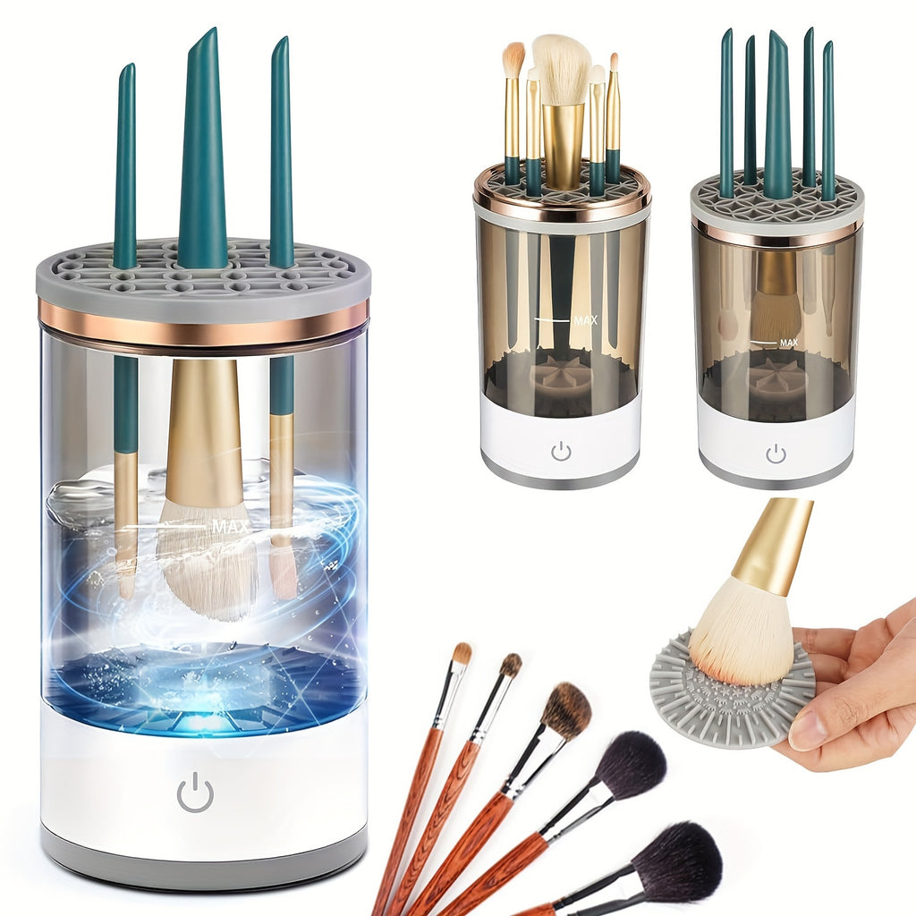 Efficient Electric Makeup Brush Cleaner – 7000 RPM Auto Cleaner for 3-4 Brushes, USB Powered with Silicone Pads – Perfect Gift for Wife or Girlfriend