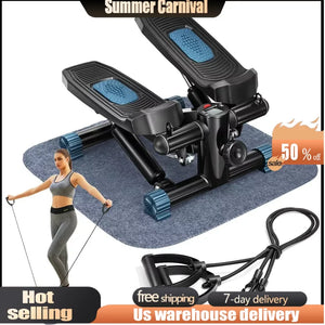 Mini Stair Stepper with Resistance Bands with Quiet Design, Portable Fitness Equipment Machine, 330 Lbs Loading Capacity