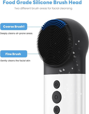 Masseur à vibrations soniques à froid et à chaud tendance - Brosse nettoyante électrique en silicone pour le visage pour un nettoyage en profondeur 