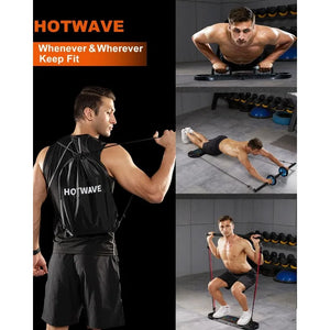 HOTWAVE Portable Exercise Equipment with 16 Gym Accessories.20 in 1 Push up Board Fitness,Resistance Bands with Ab Roller