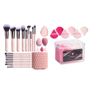 Ensemble d'outils de maquillage BS-MALL 18 pièces - Kit cadeau pinceaux, éponges et houppettes à poudre 