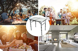 Small Folding Camping Table,24''×16'' Portable Aluminum Camp Table,Height Adjustable Folding Table for Outdoor Camp,3 Heights