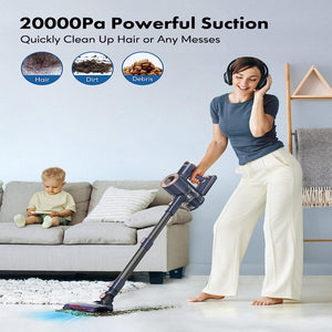 Homeika Cordless Vacuum Cleaner, 20Kpa 8-In-1 Powerful Suction Vacuum with LED Display, Lightweight Stick Vacuum Cleaner with Detachable Battery 30 Min Runtime for Home/Carpet/Hard Floor/Pet Hair Blue