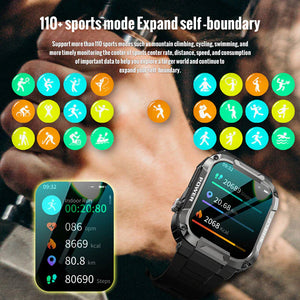 Rugged Military Smart Watch Men for Xiaomi Android Ios Ftiness Watches Ip68 Waterproof 1.85'' Bluetooth Call Smartwatch 2023 New