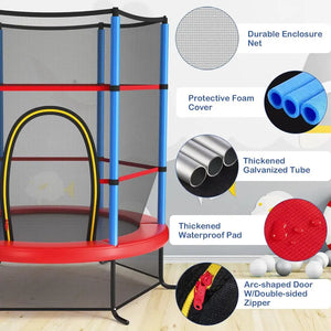 Costzon - Trampoline for Kids, ASTM Approved 55'' Mini Kids Trampoline with Safety Enclosure Net, No-Gap Safe Design, Easy to Assemble 4.6 Ft Outdoor Indoor Small Toddler Trampoline