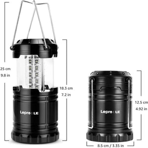 Lepro LED Collapsible Camping Lantern, Super Bright, Battery Powered Camping Light, IPX4 Water Resistant, Portable Emergency Lights for Power Outage, Hurricane, Storms, 4-Pack