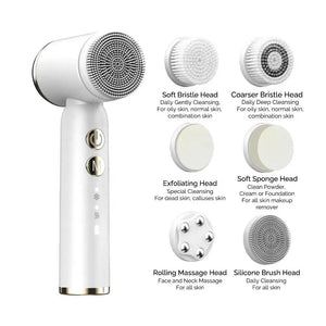 Rechargeable Waterproof Electric Silicone Facial Cleansing Brush - Vibration, LCD Display, Exfoliating Face Wash Tool