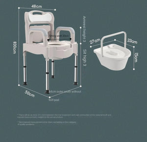 Elderly Moveable Toilet Seat Chair Portable Adult Commode Toilet Urinal Height Adjustable Toilet Chair for Pregnant Disabled