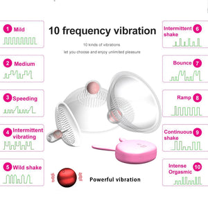 10 Speed Nipple Sucker Vibrator Electric Breast Pump Nipple Chest Vaginal Suction Cups Breast Enlarge Massager Sex Toy for Women