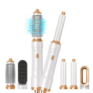 5-in-1 Hair Styling Tool: Anion Blow Comb, Auto Curler, & Straightener