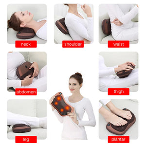 Massage Pillow Head Massager Car Home Cervical Shiatsu Massage Neck Back Waist Body Electric Multifunctional Pillow Cushion Hot